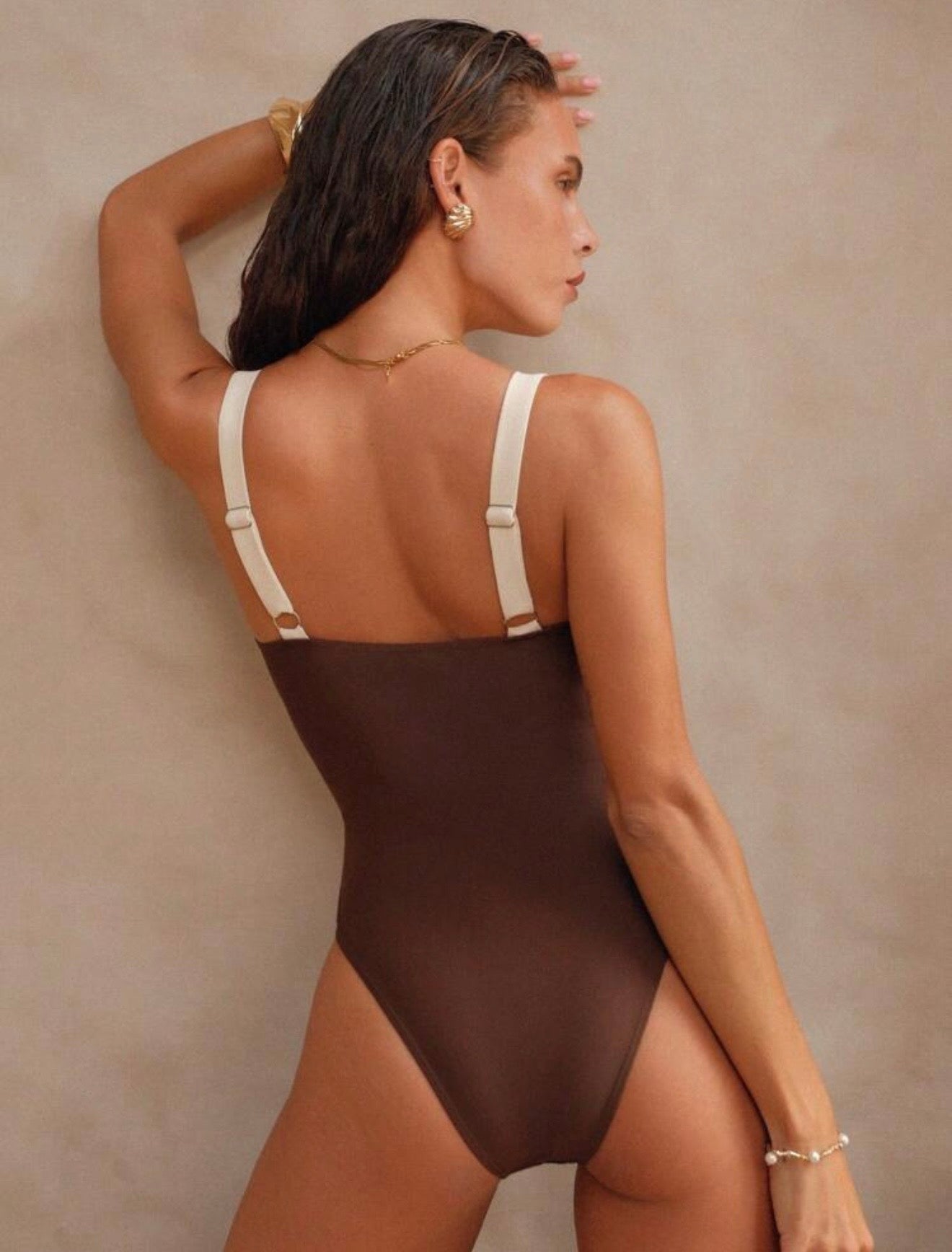 Maillot de Bain Une Pièce "Sienne Couture" – Crème & Chocolat