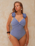 Maillot de Bain Une Pièce "Capri Volants" – Rayures Bleu & Blanc