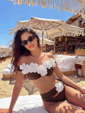 Bikini Deux Pièces "Tahiti Blossom" – Chocolat & Fleurs de Tiaré