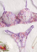 Ensemble Broderie Florale Bleu Royal