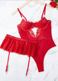 Body Dentelle Rouge avec Porte-Jarretelles