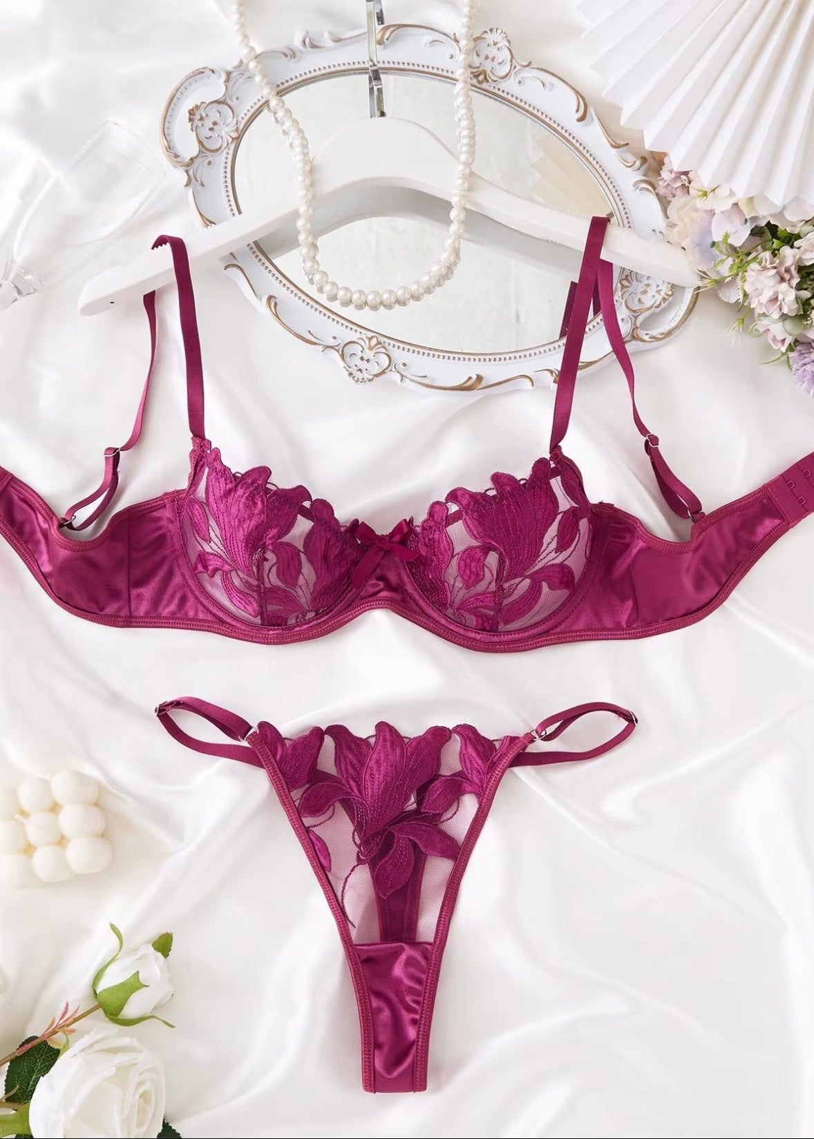 Ensemble Broderie Prune Fuchsia
